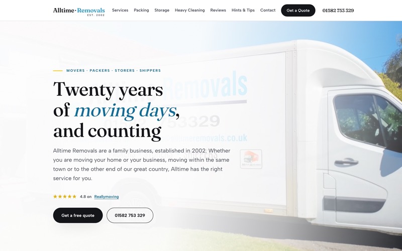The Alltime Removals website concept: a removals firm's site rebuilt by LITTLEOCEANS