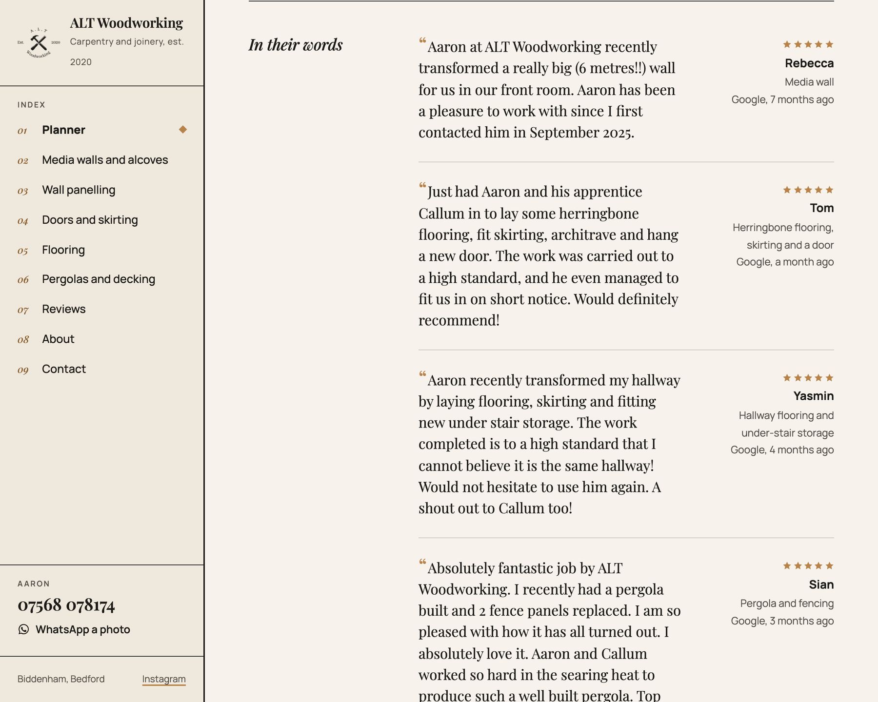 In their words: Google reviews laid out as a ledger