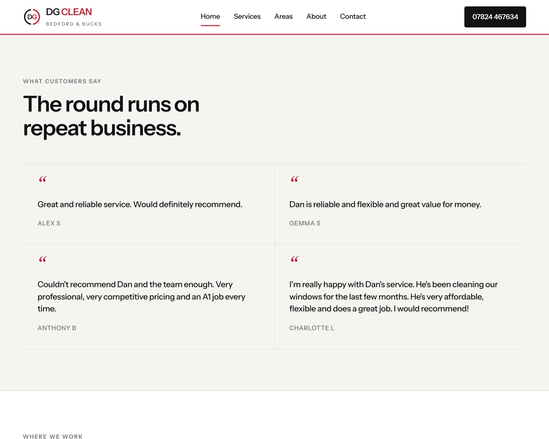 The round runs on repeat business: customer testimonials