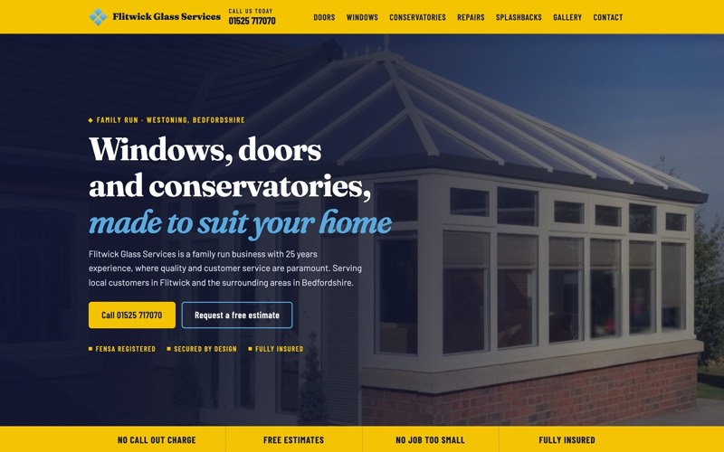 The Flitwick Glass Services website concept: a glazier's site rebuilt by LITTLEOCEANS
