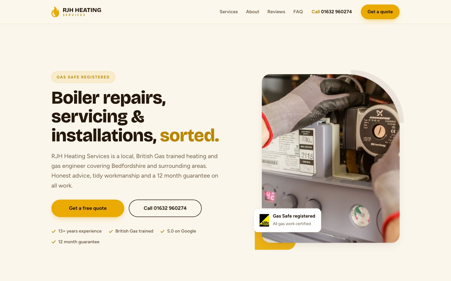 The rebuilt RJH Heating Services website
