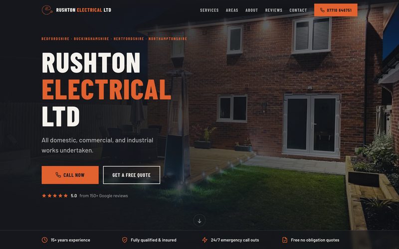 The Rushton Electrical website: an electricians' site rebuilt by LITTLEOCEANS