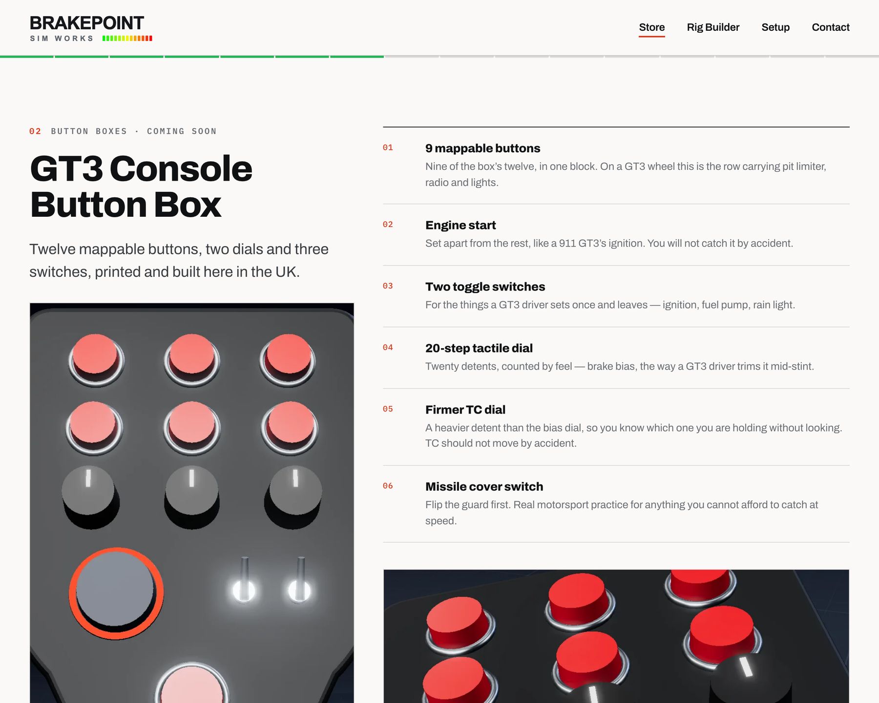 The button box section: a front view beside every control explained